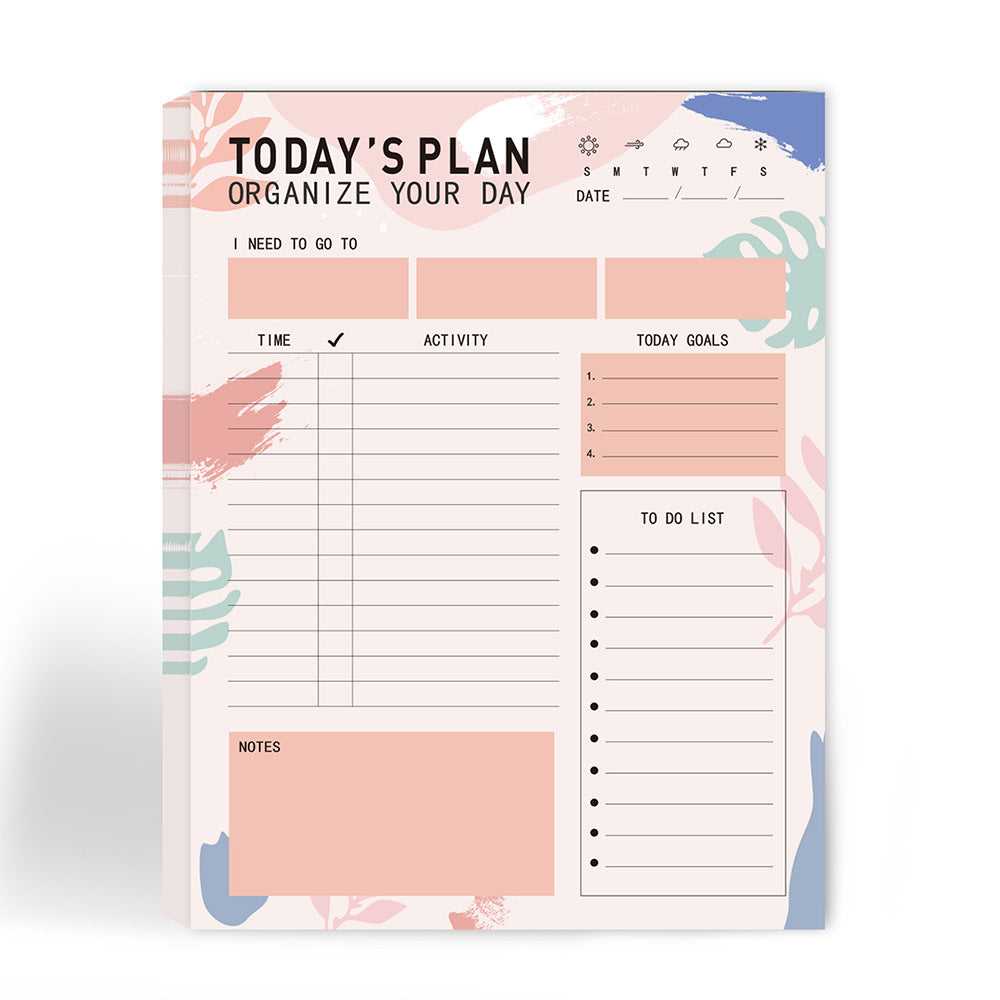 Planner with daily schedule and to-do list sections on a white background